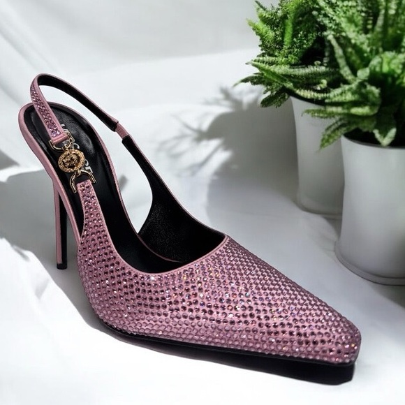 VERSACE Women's Embellished Pointed Toe Slingback Pumps